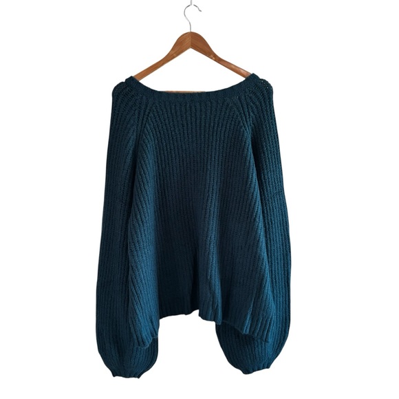 SAVAGE x FENTY Fuzz Fit Knit V-neck Oversized Sweater Blue Reflection Size M - Picture 9 of 12